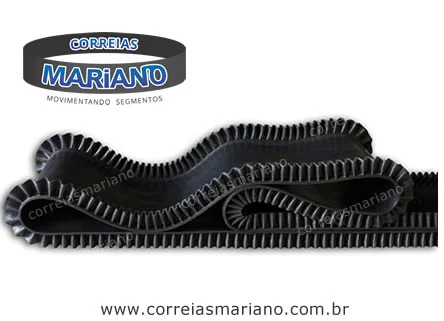 Correia transportadora com borda sanfonada